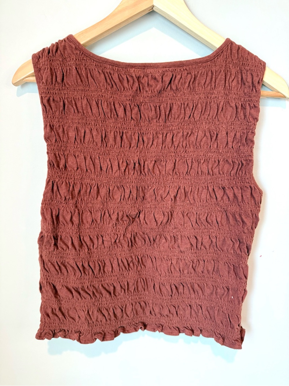 Madewell Sleeveless Textured Stretchy Cropped Tank Top - Rust - Picture 3 of 3